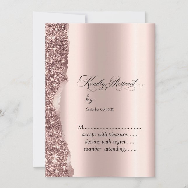 Elegant Rose Gold Glitter Script Inbjudningar (Framsida)