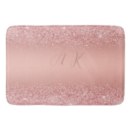 Elegant Rose Gold Luxe Shimmer Monogram Badrumsmatta