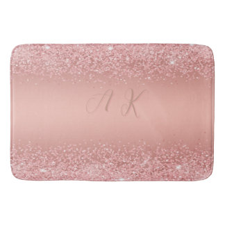 Elegant Rose Gold Luxe Shimmer Monogram Badrumsmatta