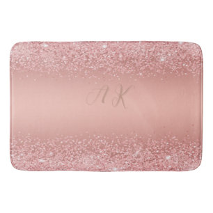 Elegant Rose Gold Luxe Shimmer Monogram Badrumsmatta