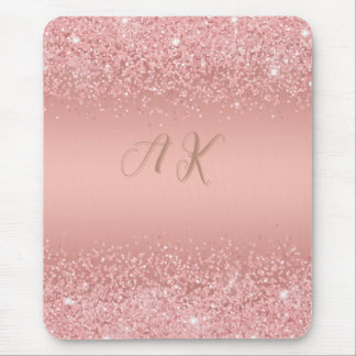 Elegant Rose Gold Luxe Shimmer Monogram Musmatta