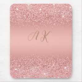 Elegant Rose Gold Lyxskimrande Monogram Musmatta