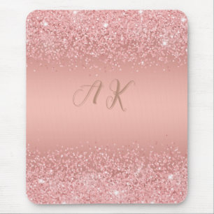 Elegant Rose Gold Lyxskimrande Monogram Musmatta