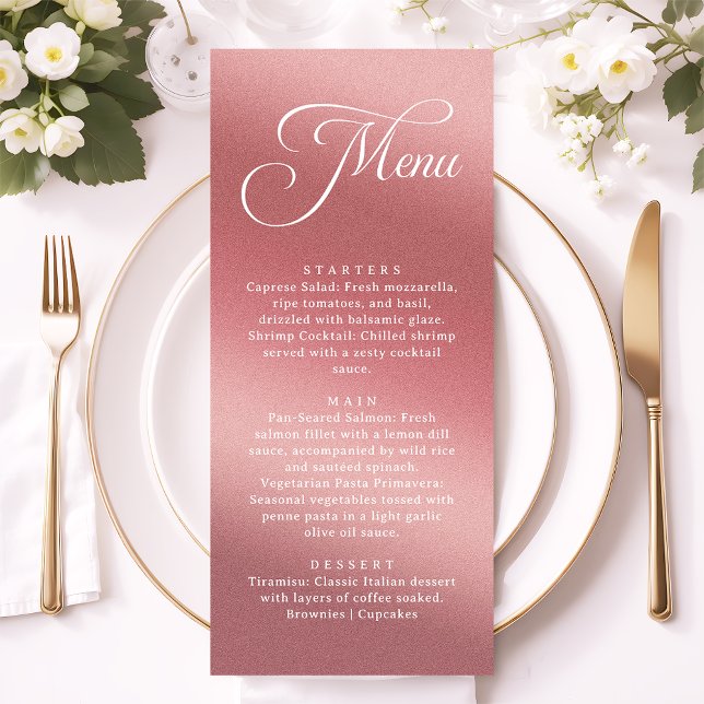 Elegant Rose Gold Modern Wedding Dinner Meny (Skapare uppladdad)