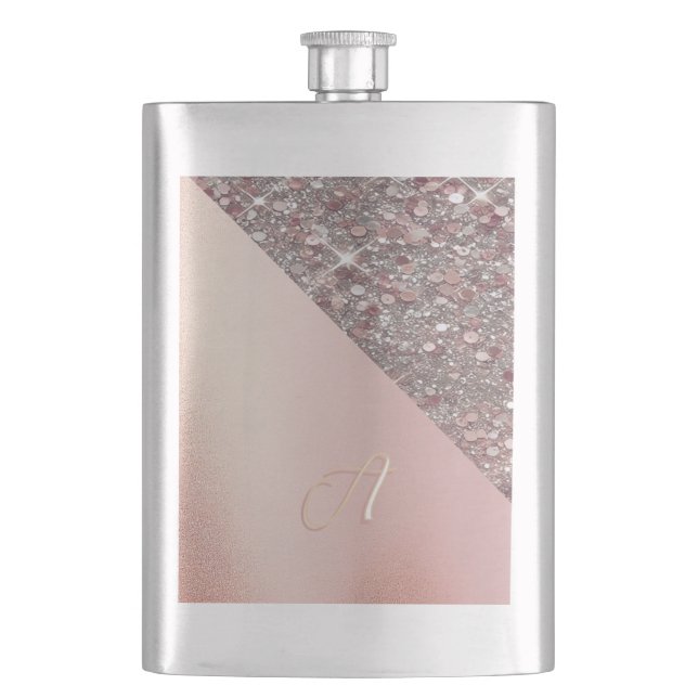 Elegant Rose Gold Monogram Classic Flask Fickplunta (Framsidan)