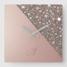 Elegant Rose Gold Monogram Fyrkantig Klocka
