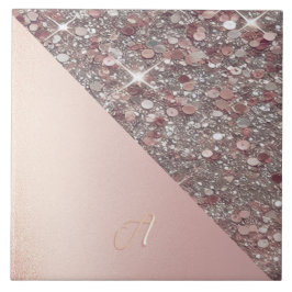 Elegant Rose Gold Monogram Kakelplatta
