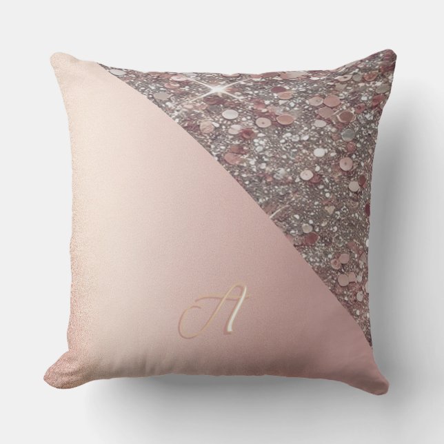 Elegant Rose Gold Monogram Kudde (Framsida)