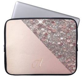 Elegant Rose Gold Monogram Laptop Fodral