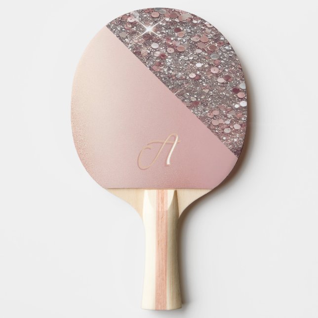 Elegant Rose Gold Monogram Pingisracket (Framsidan)