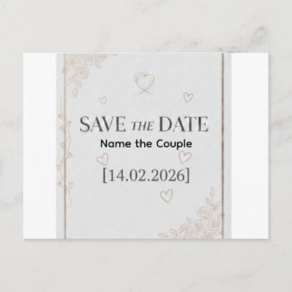Elegant Rose Gold Save the Date Announcement Postc Meddelande Vykort