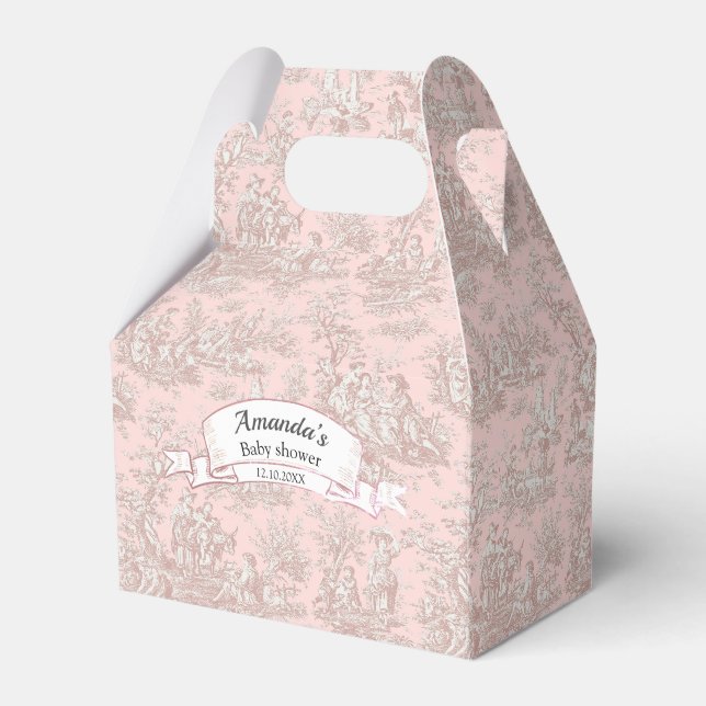 Elegant Rose Gold Toile de Jouy Monogrampresent Presentaskar (Framsidan Sidan)