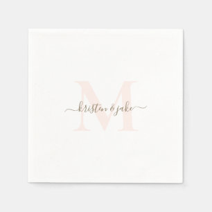 Elegant rosé & guldmonogram svallande bokstäver br pappersservett