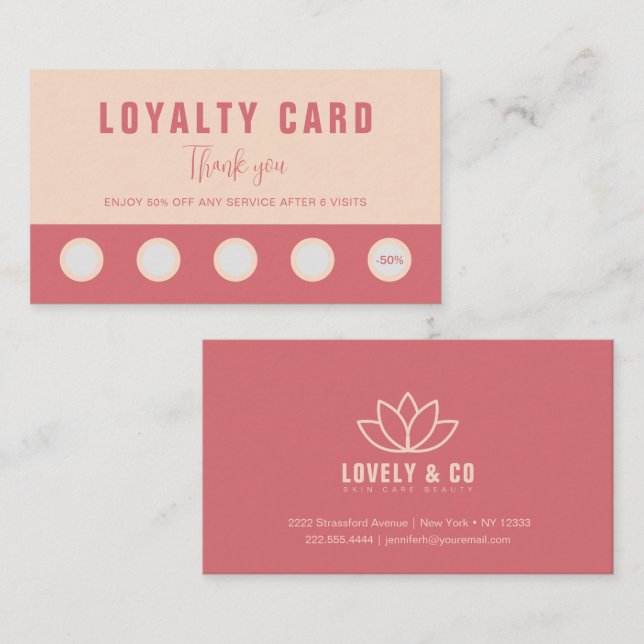 Elegant Rose & Ivory Beauty Loyalty & Rewards Card Lojalitetskort (Fram/baksida)