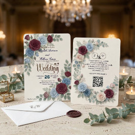 Elegant Rose Modern QR Code Wedding Inbjudningar