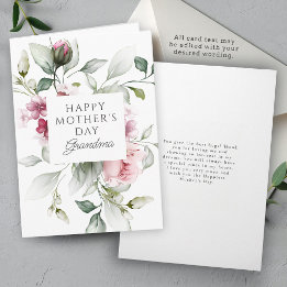 Elegant Rose Pink Floral Mother's Day for Grandma Helgkort