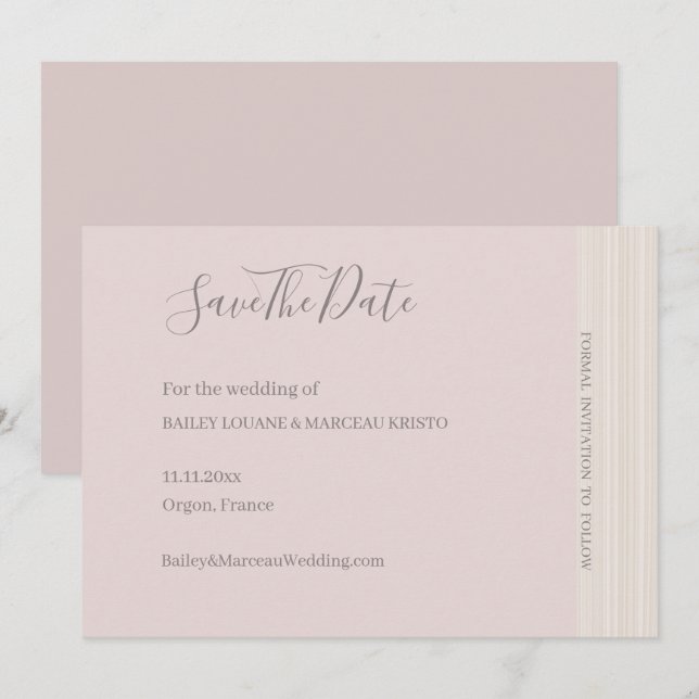 Elegant rosé trästruktur Spara datum bröllop Inbjudningar (Fram/baksida)