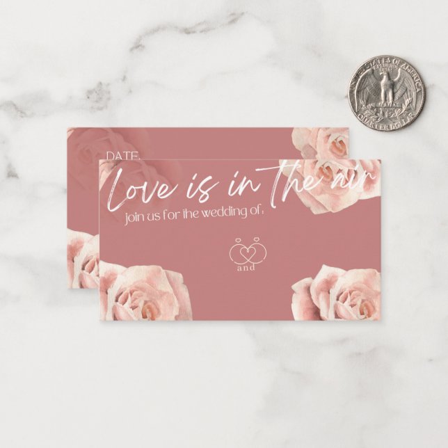 Elegant Rose Wedding invitation-Love is in the Air Anteckningskort (Fram/Back In Situ)