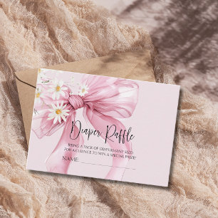 Elegant Roséblå Båge Tusenskönas Baby Shower Blöja Tilläggskort
