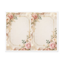 Elegant roséblommig vigelinvitation med guldram