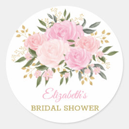 Elegant roséförgylld blommig grönsak tackpresent runt klistermärke