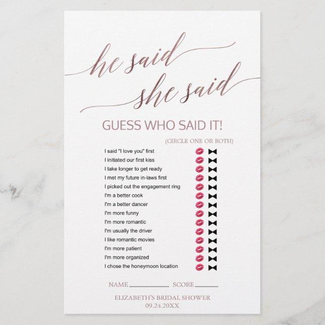 Elegant RoseGold Calligraphy sa att hon sa att spe (Framsida)