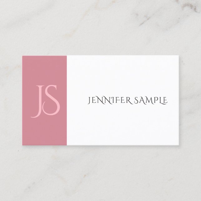 Elegant Rosegold Modern Monogram - minimalistisk Visitkort (Framsida)