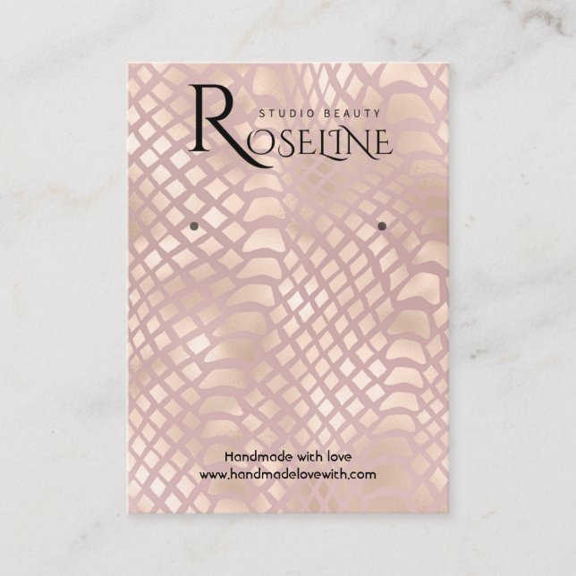 Elegant Rosegold Snake Print Visning Card Visitkort (Framsida)
