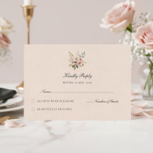 Elegant roségul bröllops-RSVP-kort med blomster