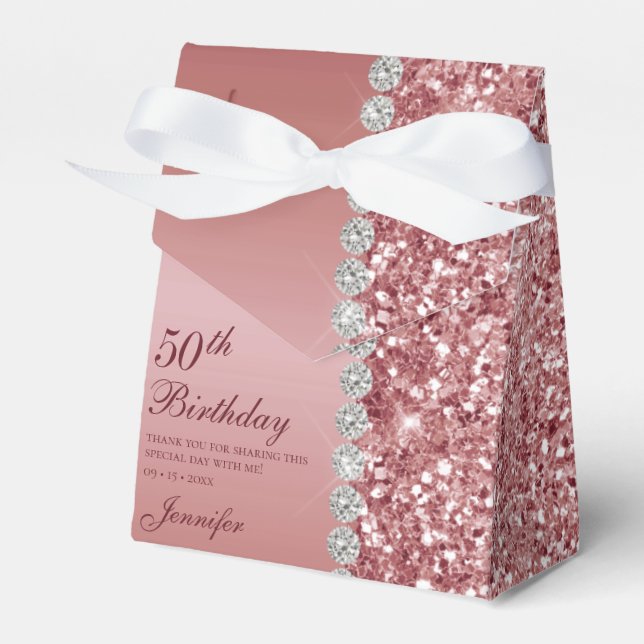 Elegant Roséguld 50-årsfirande Presentaskar (Framsidan Sidan)