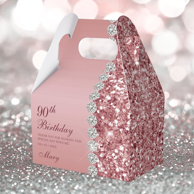 Elegant roséguld 90-årsfirande presentaskar (Skapare uppladdad)