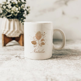 Elegant roséguld blommig anpassat namn kaffemugg