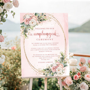 Elegant roséguld blommotiv med grönt gräs - Affisc Poster