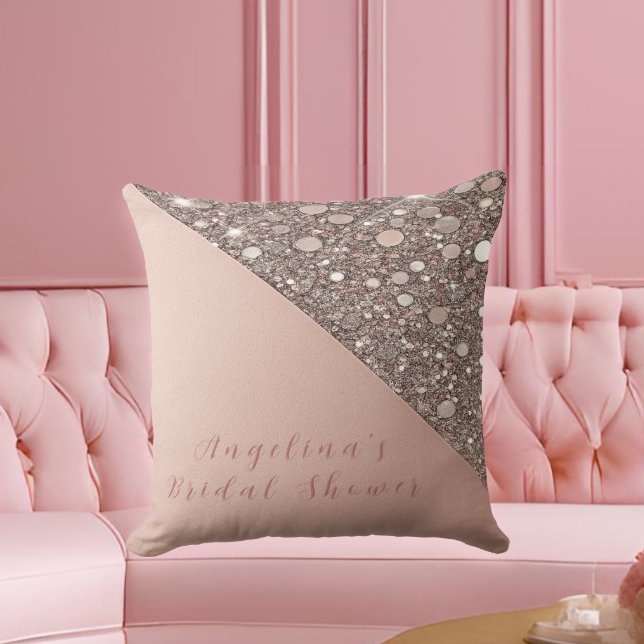 Elegant roséguld bröllopsdusch kudde (Glam rose gold throw pillow adds a luxe touch to bridal lounges and suite decor.)