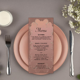 Elegant roséguld bröllopsmeny meny