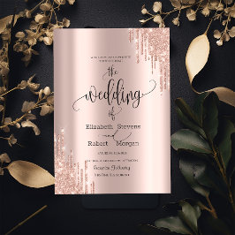 Elegant roséguld-droppande bröllopsinbjudan inbjudningar