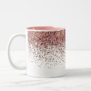 Elegant Roséguld Fallande Konfetti Ombre Tvåtons- Två-Tonad Mugg