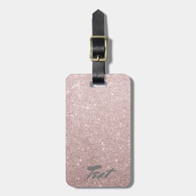 elegant roseguld glitter bagagebricka (Vertikal Framsida)