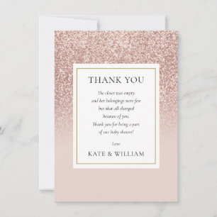 Elegant roséguld glitter Barnkalas Dikt Tack Kort