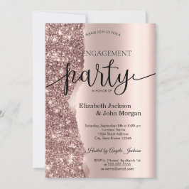 Elegant roséguld glitter skrift inbjudan till förl