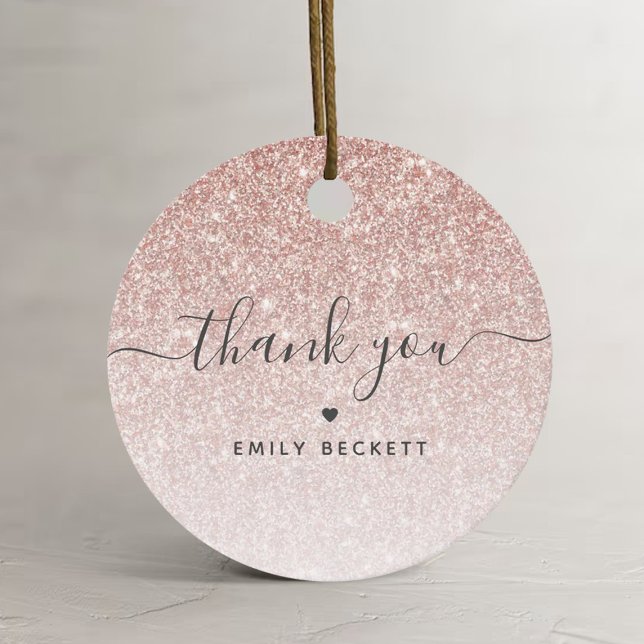 Elegant roséguld glitter tackam gåvor etiketter (Skapare uppladdad)