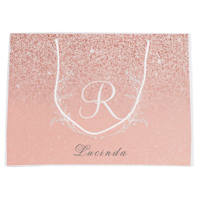 Elegant roséguld glittermonogram (Framsidan)