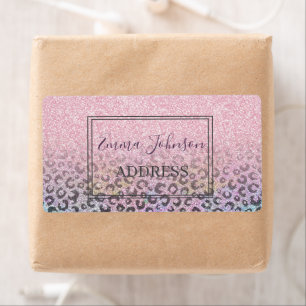 Elegant roséguld iridiserande glitter leopardtryck fraktsedel