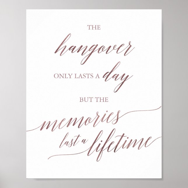 Elegant roséguld kalligrafi baksmälla & minnen poster (Framsidan)