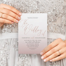 Elegant roséguld kalligrafi bröllopsinbjudan