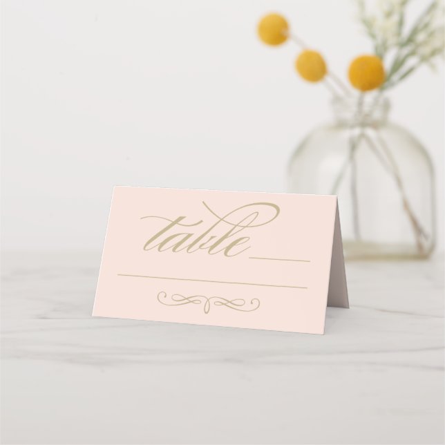 Elegant Roséguld Kalligrafi Bröllopsskrift Placeringskort (Framsida)