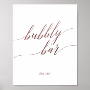 Elegant roséguld kalligrafi bubbelbarskylt poster
