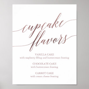 Elegant roséguld kalligrafi Cupcake Smaksign Poster