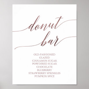 Elegant roséguld kalligrafi donut barskylt poster