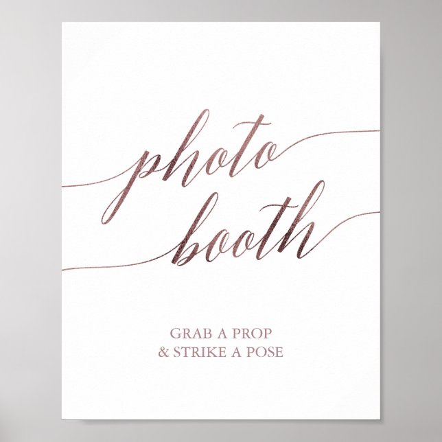 Elegant roséguld kalligrafi fotobox skylt (Framsidan)